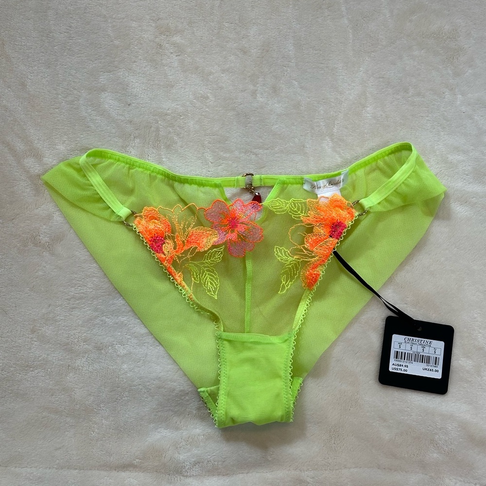 Honey Birdette Christine Yellow Floral Embroidered Lingerie Panties